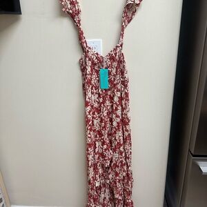 Tiare Hawaii Red and White High-Low Sundress
